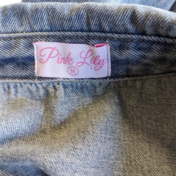 Pink Lily Vintage Denim Jacket One of a kind Sz Medium Meto inspired crop - Picture 10 of 10